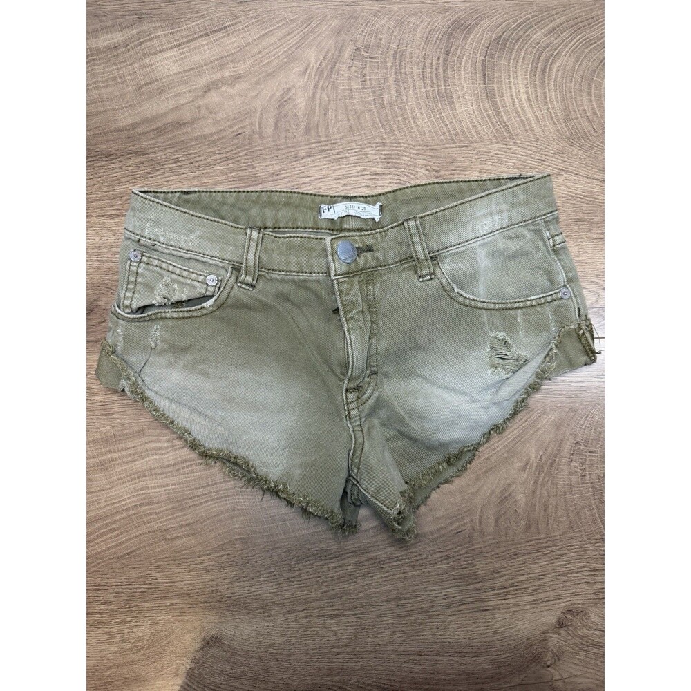 Free People Shorty Shorts Green  Waist 28”